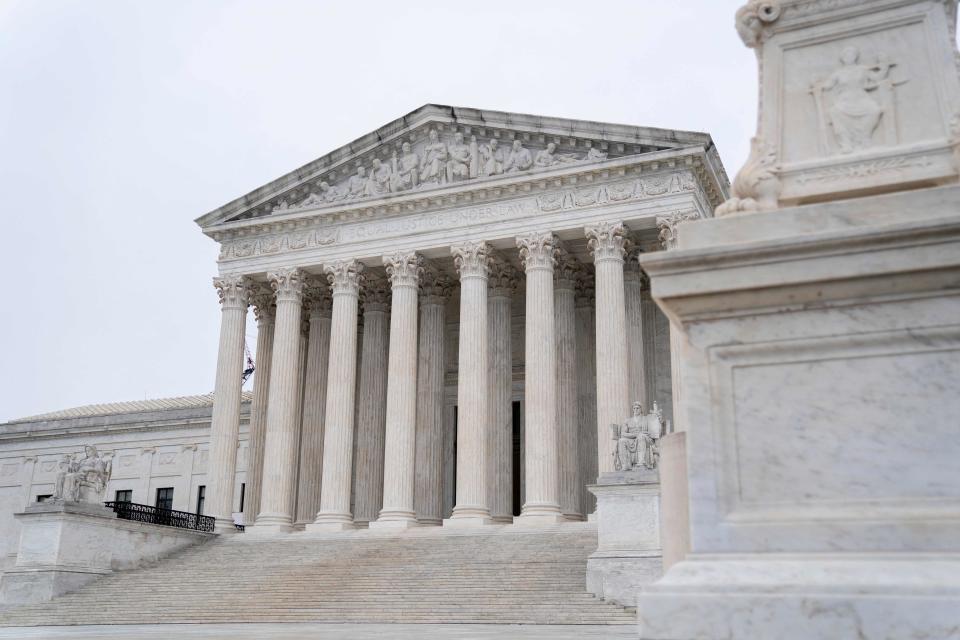 The US Supreme Court is seen in Washington, DC, on January 19, 2023. - The US Supreme Court said Thursday that an eight-month investigation that questioned 100 possible suspects had failed to find the source of the stunning leak last year of its draft abortion ruling. (Photo by Stefani Reynolds / AFP)