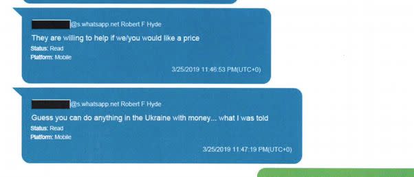 Hyde apparently had contacts in Kyiv who were willing to track Yovanovitch for money. (Photo: HuffPost US)