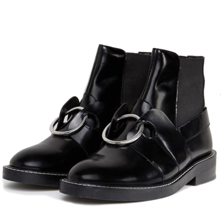 <p><a rel="nofollow noopener" href="http://www.asos.com/asos/asos-adel-leather-ring-ankle-boots/prd/8334076?clr=black&SearchQuery=boots&pgesize=204&pge=0&totalstyles=764&gridsize=4&gridrow=10&gridcolumn=3" target="_blank" data-ylk="slk:Asos;elm:context_link;itc:0;sec:content-canvas" class="link ">Asos </a>– £65 </p>