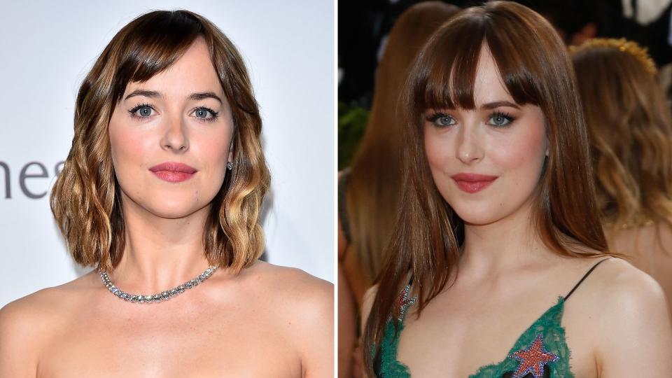 dakota johnson hair transformation - before and after photos