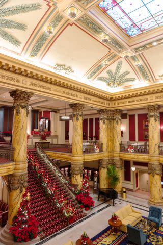 <p>Cedric Angeles</p> The Jefferson Hotel comes alive in December with hundreds of poinsettias, garlands, and lights. Don&#39;t miss admiring the ornate stained glass ceilings and the marble statue of Thomas Jefferson.