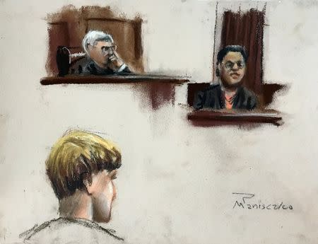 Jennifer Pinckney (R), widow of victim Reverend Clementa Pinckney, testifies in this court sketch at the trial of Dylann Roof, who is facing the death penalty for the hate-fueled killings of nine black churchgoers in Charleston, South Carolina, U.S., January 4, 2017. REUTERS/ Robert Maniscalco
