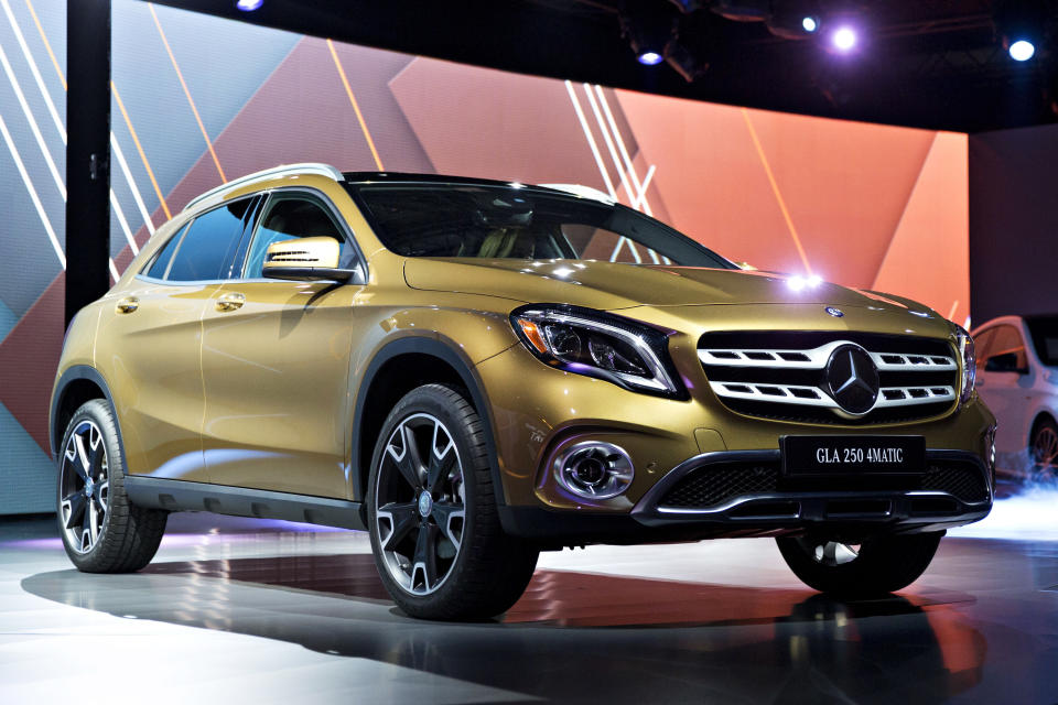 A Mercedes Benz GLA 250 sport utility vehicle