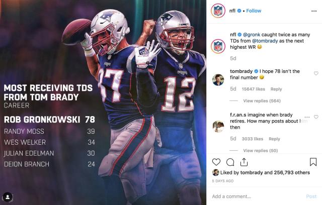 NFL - Gronk caught twice as many TDs from Tom Brady as the next highest WR  