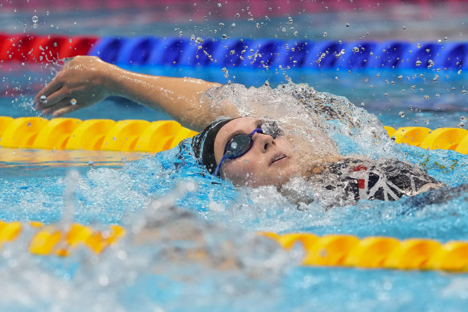 Alex Walsh, of the United States, swims in a women's 200-meter individual medley semifinal at the 2020 Summer Olympics, Tuesday, July 27, 2021, in Tokyo, Japan. (AP Photo/Petr David Josek)