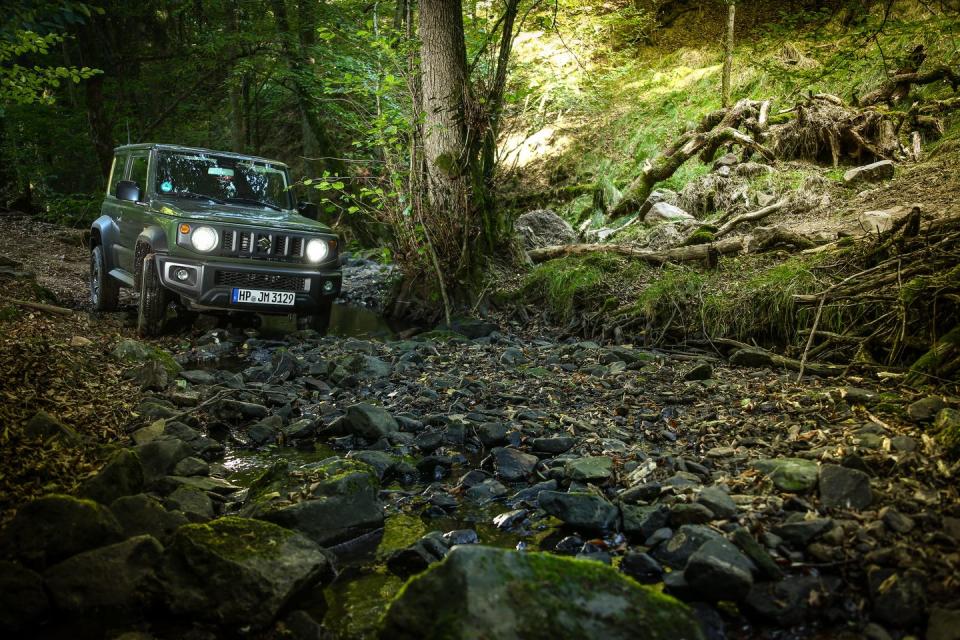 <p>While not a gas guzzler, the Jimny's tall, blocky profile impedes its fuel efficiency. Our example featured a 101-hp 1.5-liter inline-four mated to a five-speed manual transmission.</p>