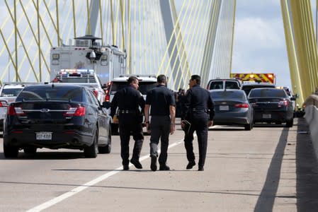 Greenpeace USA climbers form a blockade on the Fred Hartman Bridge, near Baytown