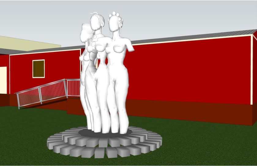 A rendering for "The Mothers of Gynecology" sculpture.