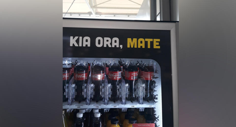 The vending machine effectively said 'welcome death' in Māori