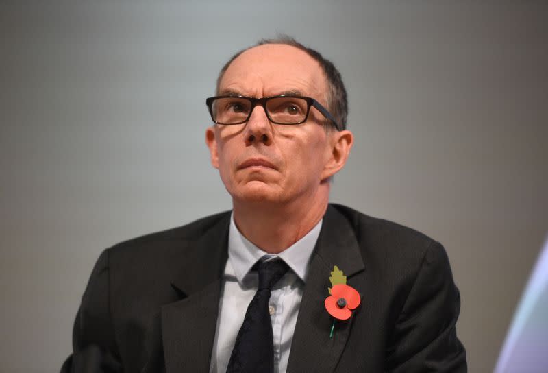 Bank of England Deputy Governor for Markets and Banking, Dave Ramsden attends a Bank of England news conference, in the City of London