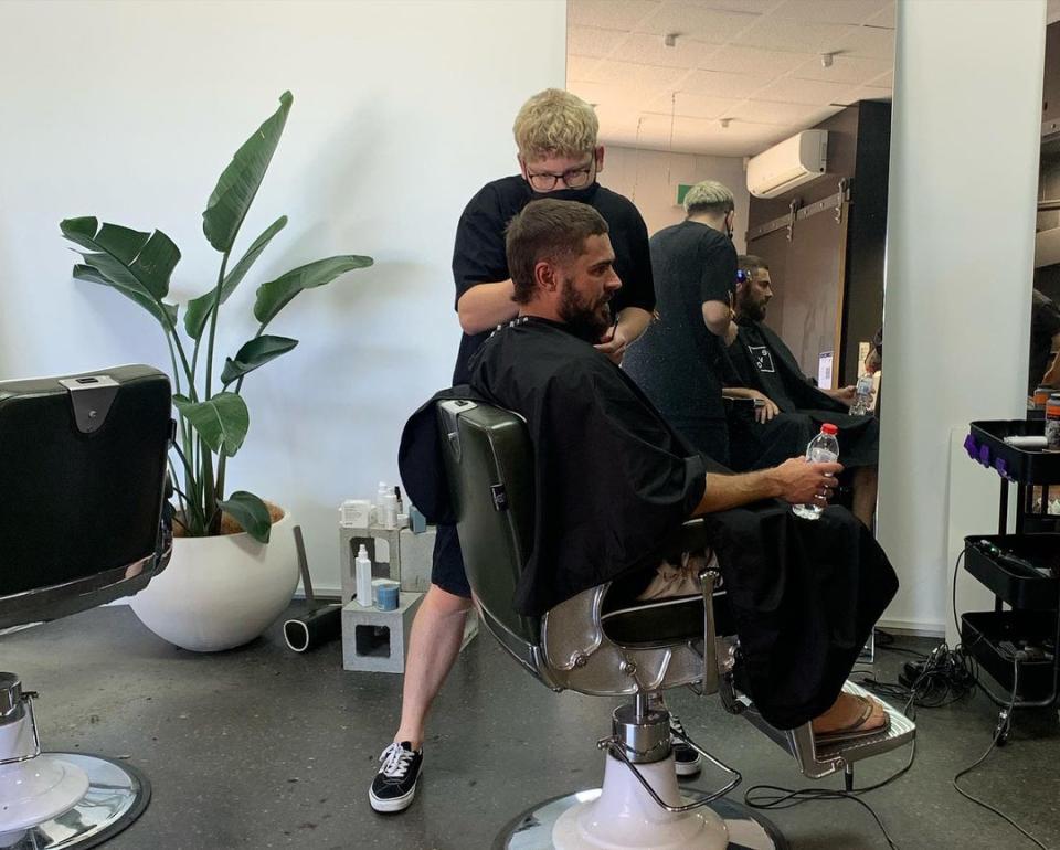 Zac Efron appears to have become an Australian after getting a mullet at Adelaide barbershop Atta Boy Hair. Photo: Instagram/Atta Boy Hair