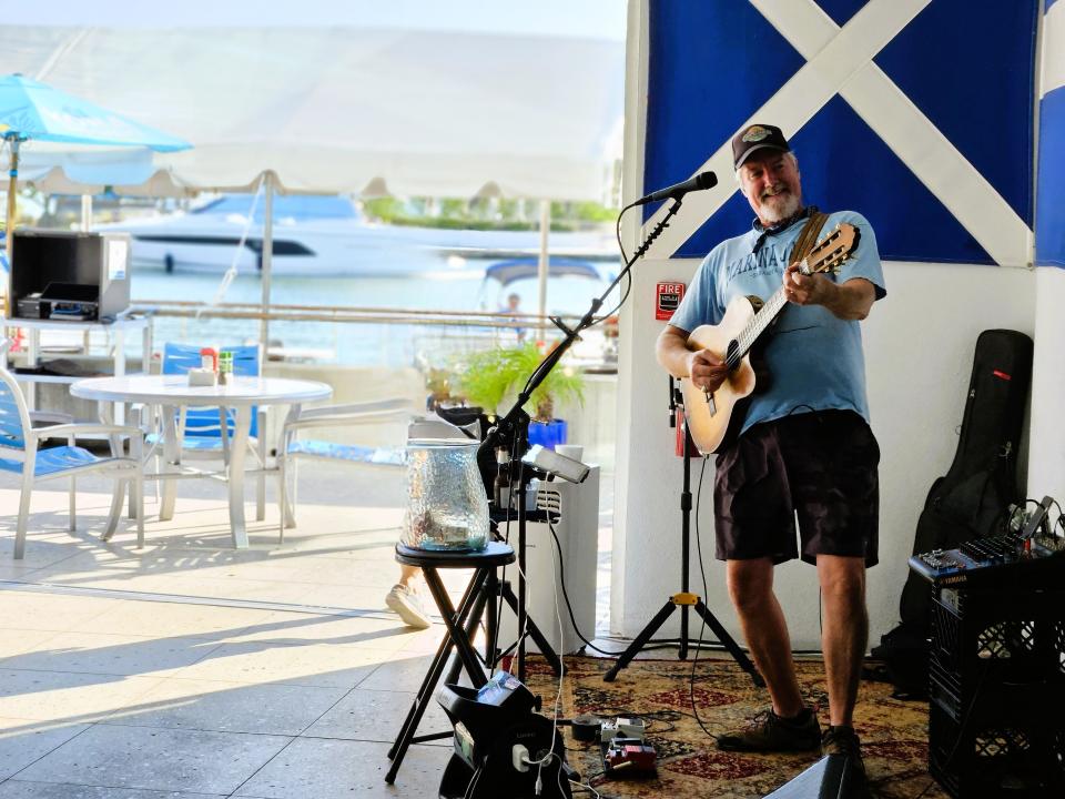 Singer, songwriter and guitarist Bain Beakley is seen here performing at Marina Jack in Sarasota on Sunday, Sept. 17, 2023.