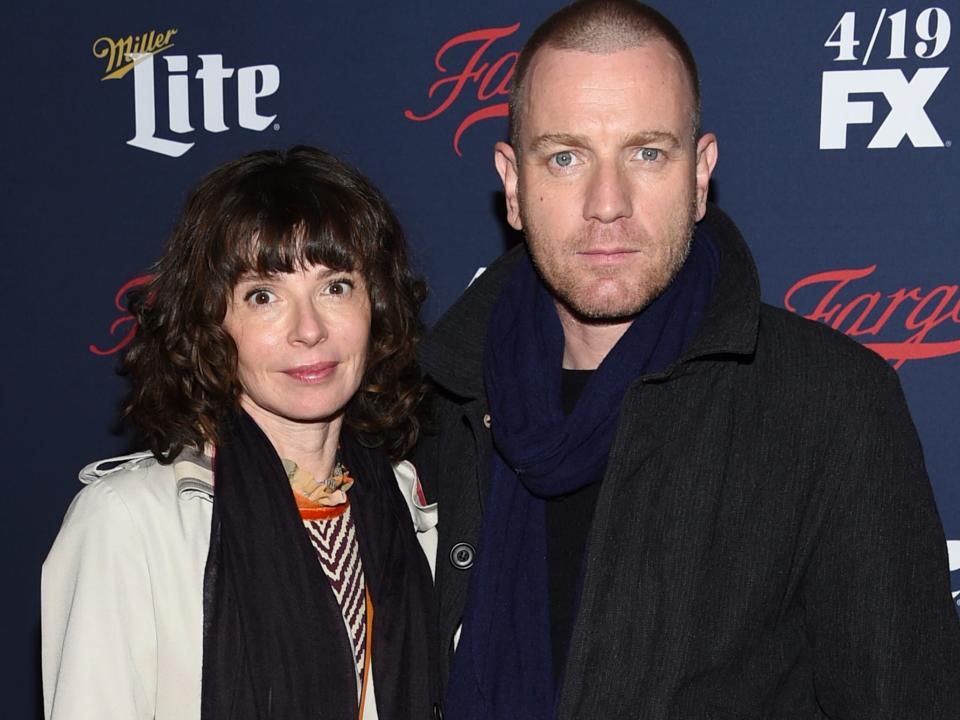 Eve Mavrakis and Ewan McGregor at a red carpet event in April 2017 in New York City.