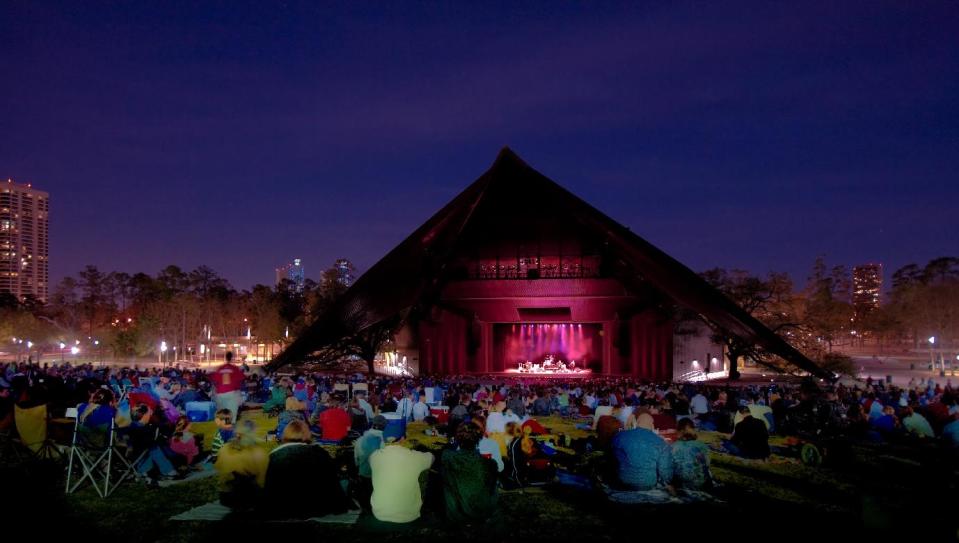 This undated photo released by the Greater Houston Convention and Visitors Bureau shows the Miller Outdoor Theatre. With free performances March through October, the theater is one of Houston's best free attractions. (AP Photo/Greater Houston Convention and Visitors Bureau/Leroy Gibbins)