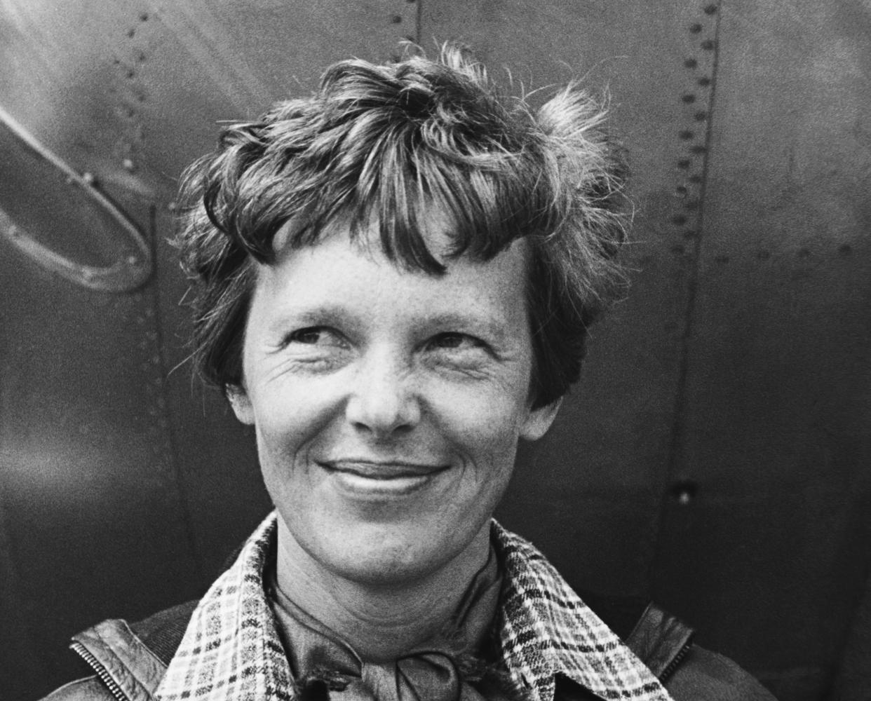 Portrait of American aviatrix Amelia Earhart (1898-1937), made before her intended trip around the world.