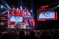 LAS VEGAS, NV - JUNE 20: Nickelback performs during the 2012 NHL Awards at the Encore Theater at the Wynn Las Vegas on June 20, 2012 in Las Vegas, Nevada. (Photo by Isaac Brekken/Getty Images)