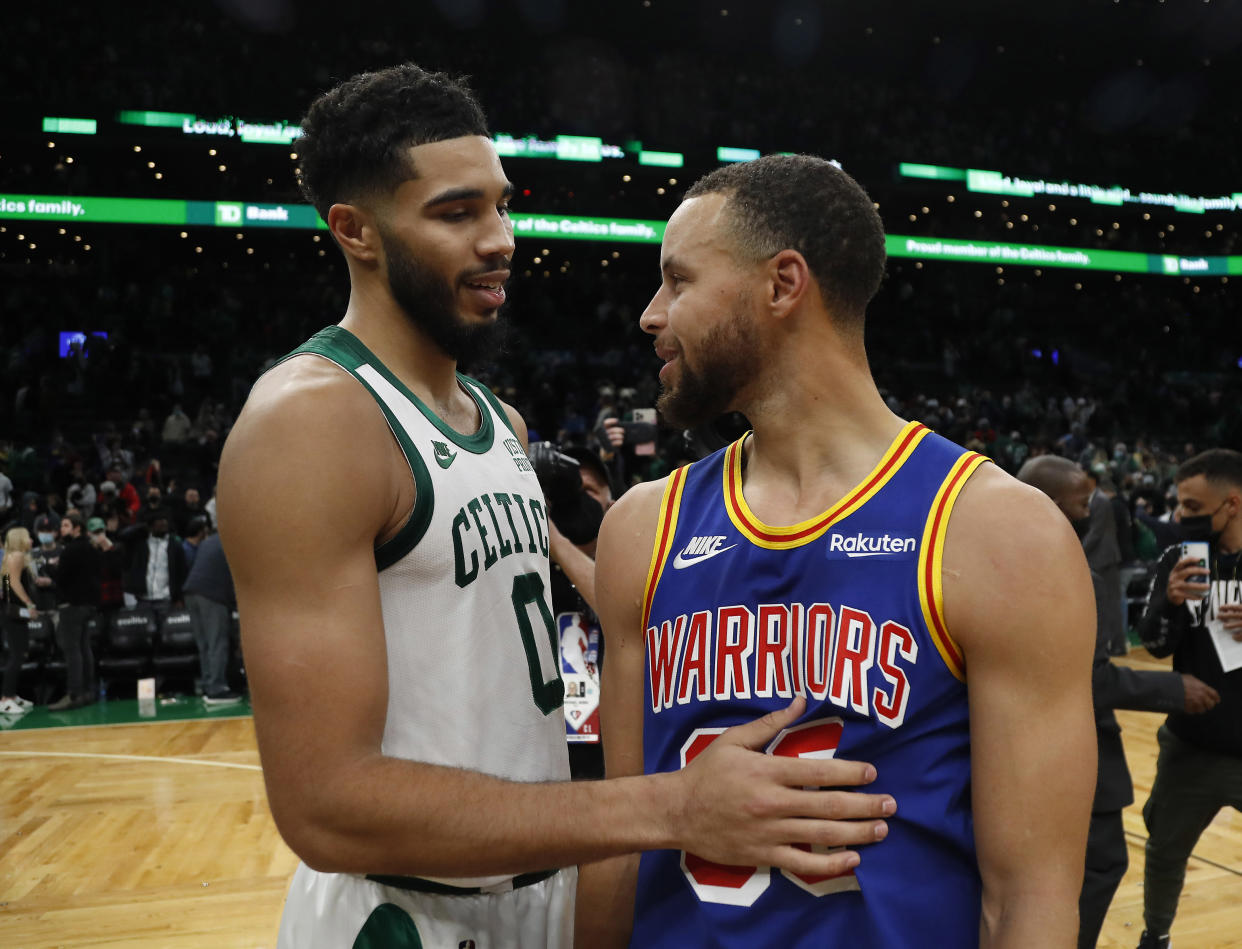 Jayson Tatum and the young Boston Celtics earned the respect of Stephen Curry and the veteran Golden State Warriors in the 2022 NBA Finals. (Winslow Townson/USA Today Sports)