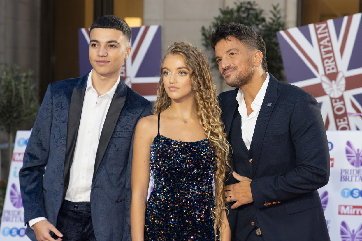 LONDON, ENGLAND - OCTOBER 24: Junior Andre, Princess Andre and Peter Andre attend the Pride of Britain Awards 2022 at Grosvenor House on October 24, 2022 in London, England. (Photo by Dave J Hogan/Dave J. Hogan/Getty Images)