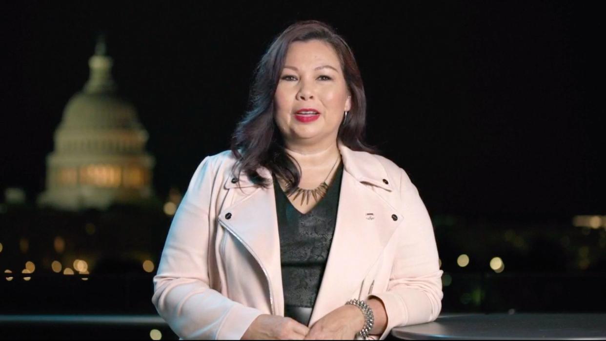 Mandatory Credit: Photo by Shutterstock (10750769aa)In this image from the Democratic National Convention video feed, United States Senator Tammy Duckworth (Democrat of Illinois) makes remarks on the last night of the convention.