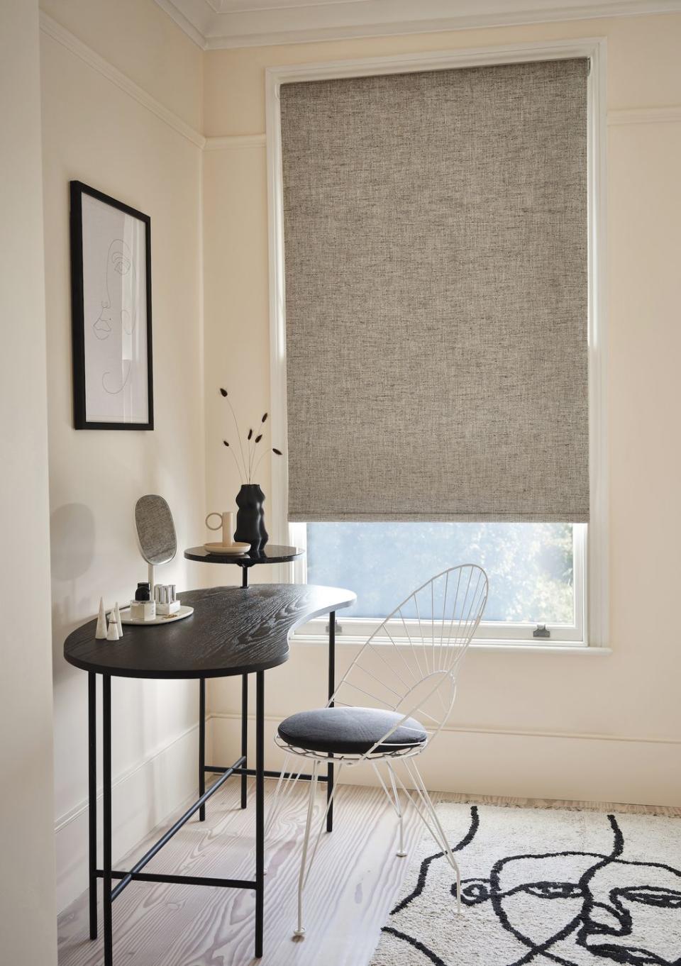 <p>This delicately textured blind, Austin Sea Salt, will fill a room with instant tranquility. The graininess of this fabric allows the natural light to filter through into your room beautifully, while still allowing you to maintain privacy.</p><p>Austin Sea Salt is a soft roller blind, but what makes soft rollers so special? They have all the practical benefits of our standard rollers but with a soft, tactile feel of a fabric.</p><p><a class="link " href="https://www.hillarys.co.uk/products/austin-sea-salt-roller-blind/" rel="nofollow noopener" target="_blank" data-ylk="slk:Order a sample and request an appointment;elm:context_link;itc:0;sec:content-canvas">Order a sample and request an appointment</a></p>