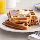 <p>Sweet potato purée and some grated orange give this homemade batter lots of depth and zest.</p><p><strong><a href="https://www.countryliving.com/food-drinks/recipes/a3716/sweet-potato-waffles-recipe-clx1111/" rel="nofollow noopener" target="_blank" data-ylk="slk:Get the recipe for Sweet Potato Waffles;elm:context_link;itc:0;sec:content-canvas" class="link ">Get the recipe for Sweet Potato Waffles</a>.</strong></p>