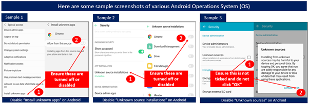 Protect your device from malware by disabling &#39;Install Unknown App&#39; or &#39;Unknown Sources&#39; in your settings. 