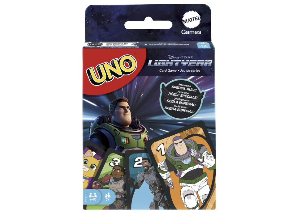 Disney Buzz Lightyear UNO Card Game with Movie-Themed Space Ranger Deck and Special Rule, 7 Years and up. (PHOTO: Amazon)