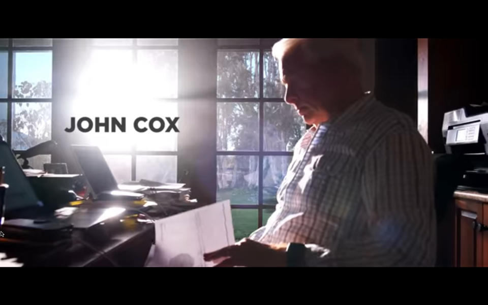This image taken from video provided by John Cox for Governor 2021 INC. shows a still from a newly released campaign video of Republican gubernatorial candidate John Cox. Cox and Caitlyn Jenner, two Republicans running to oust California Gov. Gavin Newsom, sought to make a fresh impression with voters Tuesday, May 4, 2021, with the release of new campaign ads, marking a new phase in the pending recall. (John Cox for Governor 2021 INC. via AP)