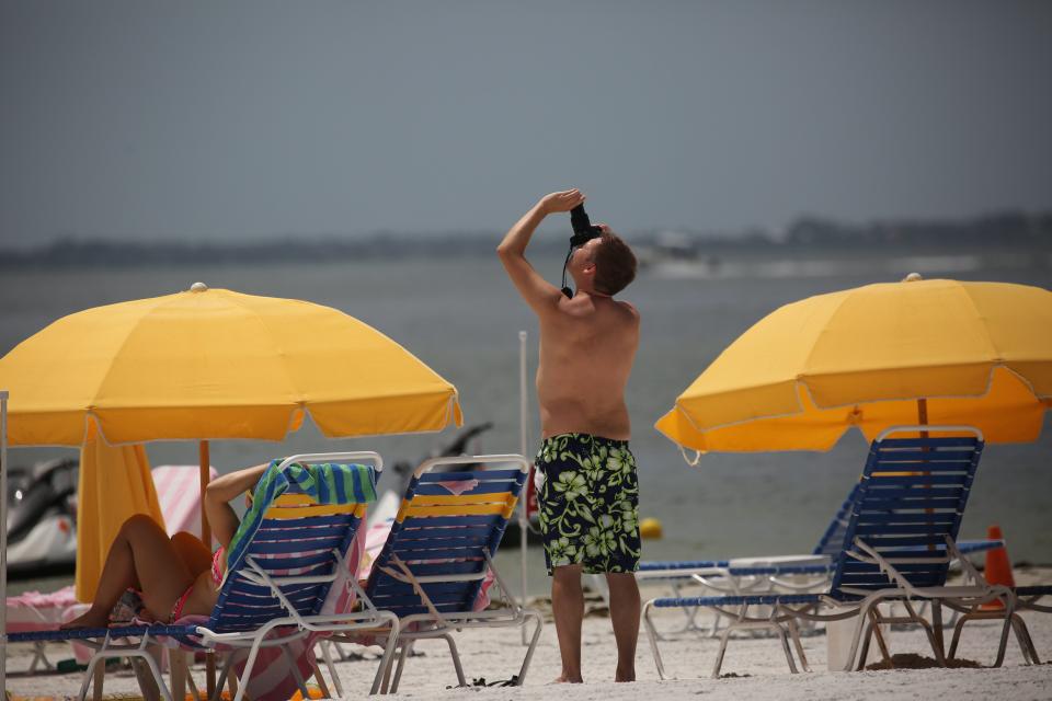 The solar eclipse as seen from the Pink Shell Resort at Fort Myers Beach on Monday, August 21, 2017.