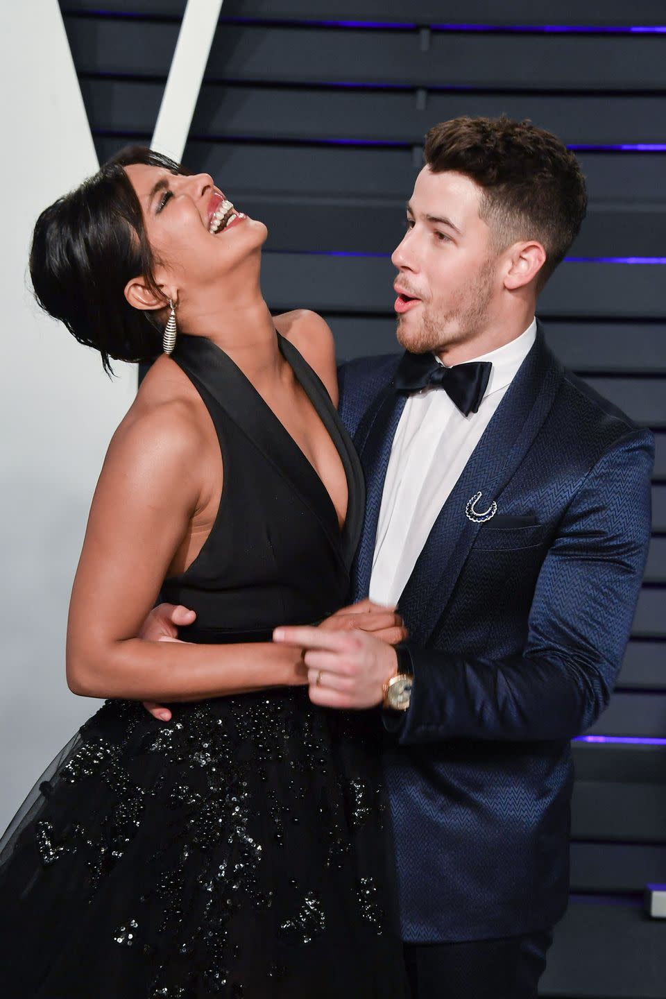 <p>Nick has Priyanka in fits of giggles at the 2019 Academy Awards after party in Los Angeles.</p>