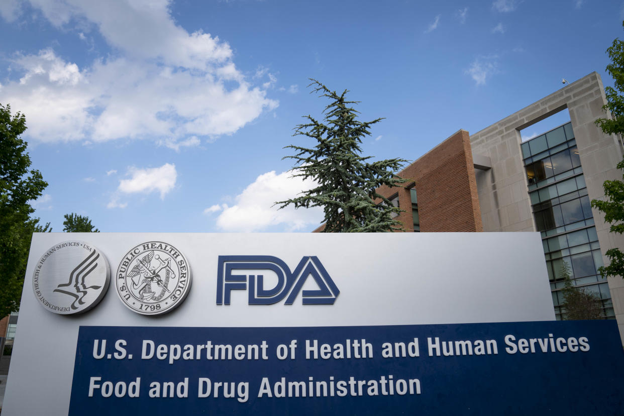 WHITE OAK, MD - JULY 20: A sign for the Food And Drug Administration is seen outside of the headquarters on July 20, 2020 in White Oak, Maryland. (Photo by Sarah Silbiger/Getty Images)