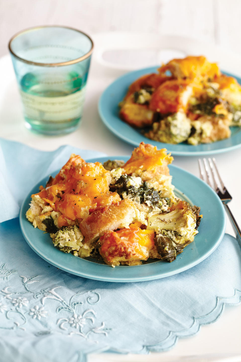 Spinach-and-Broccoli Breakfast Bread Pudding