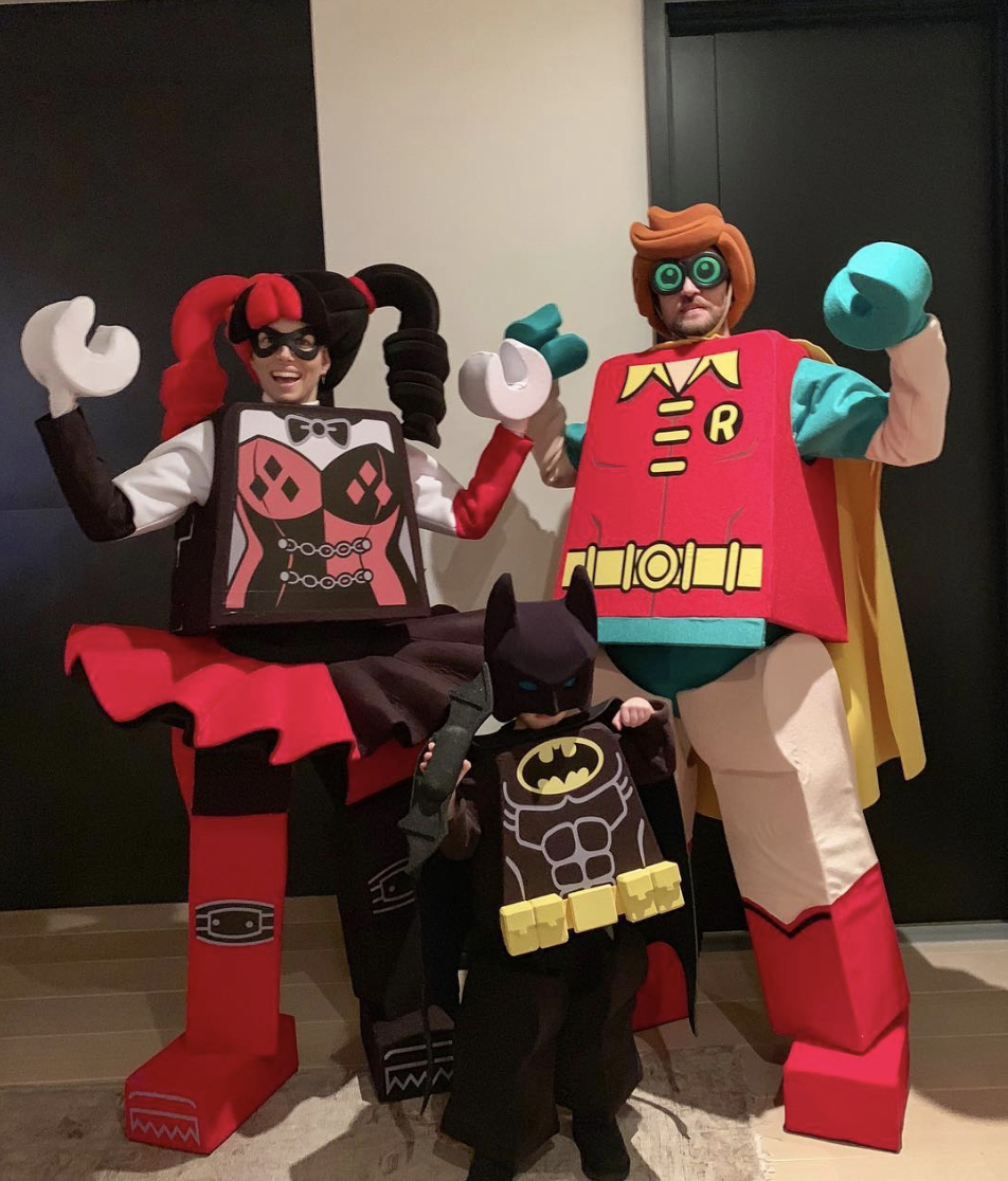 <p>The Timerlake-Biel clan went for a family costume theme, dressing up as lego pieces (with son Silas Randall donning a Lego Batman suit). <i>[Photo: Instagram]</i> </p>