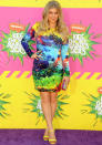 Celebrities in neon fashion: Stacy Ferguson looked stunning at the KCAs in a printed frock with neon yellow heels.<br><br>[Rex]