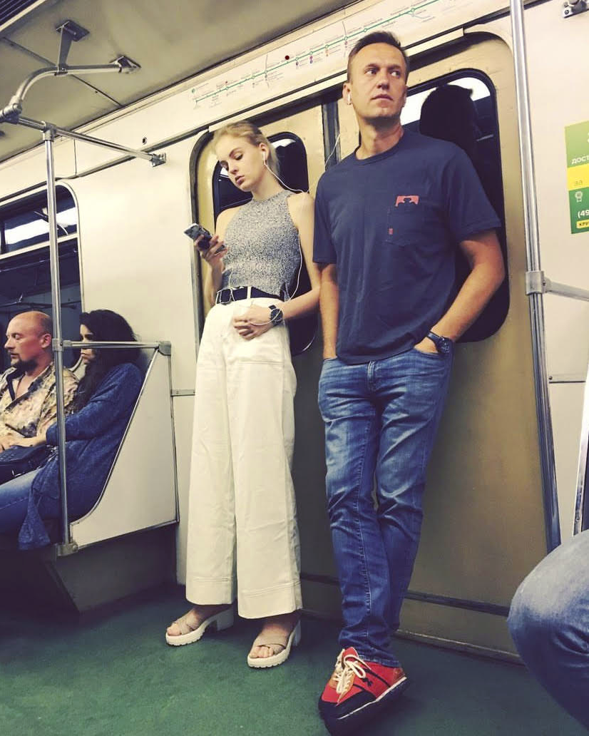 dasha and alexey on the moscow subway train, 2019