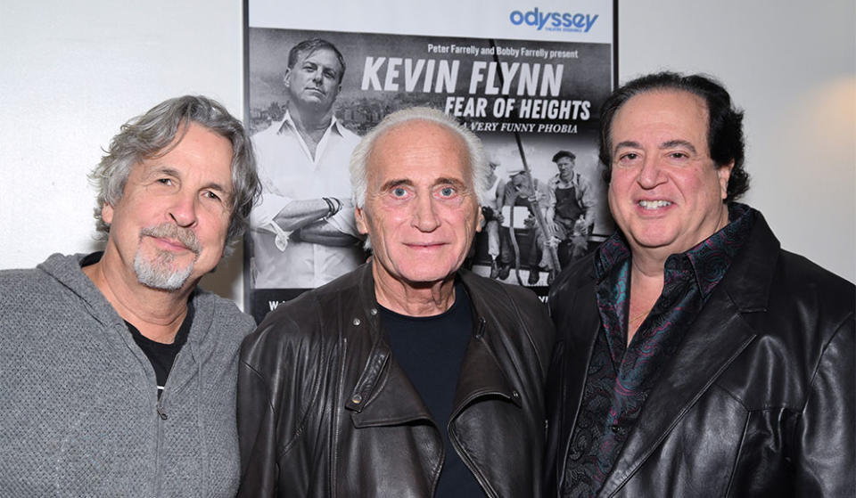 Peter Farrelly, Joe Cortese and Nick Vallelonga attend the Los Angeles premiere of the one-man show Fear Of Heights at The Odyssey Theatre on October 12, 2023 in Los Angeles, California.