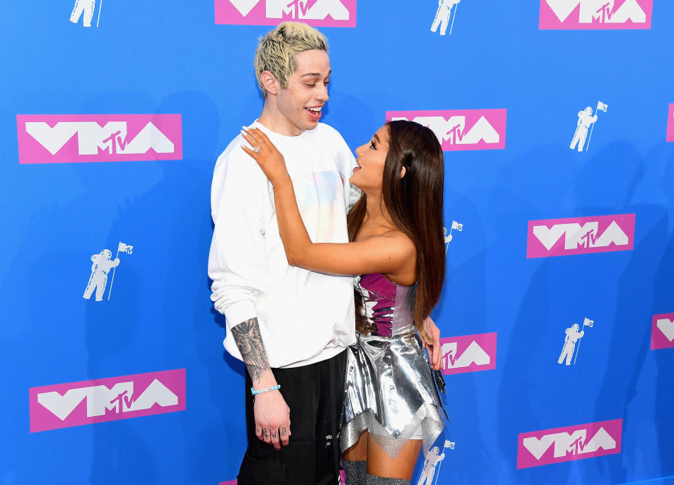 Pete Davidson and Ariana Grande attending the MTV Video Music Awards. Photo: Getty Images