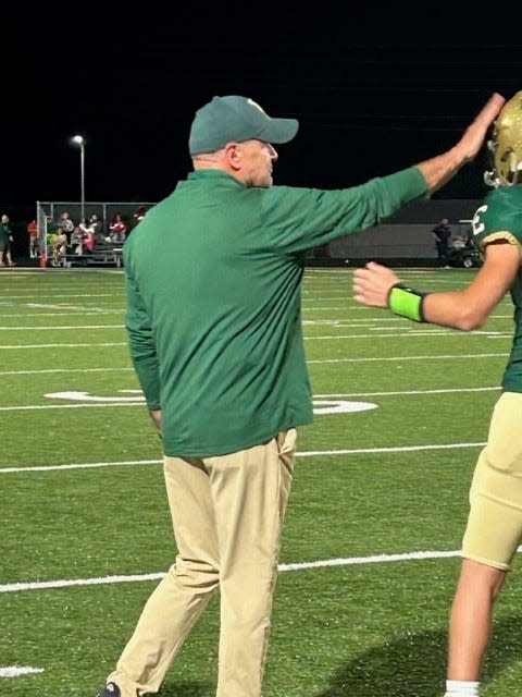 Jackson Lumen Christi head football coach Herb Brogan picked up the 400th win of his storied career with a 35-7 victory over Dearborn Divine Child on Sept. 22, 2023 at Jackson Lumen Christi High School.