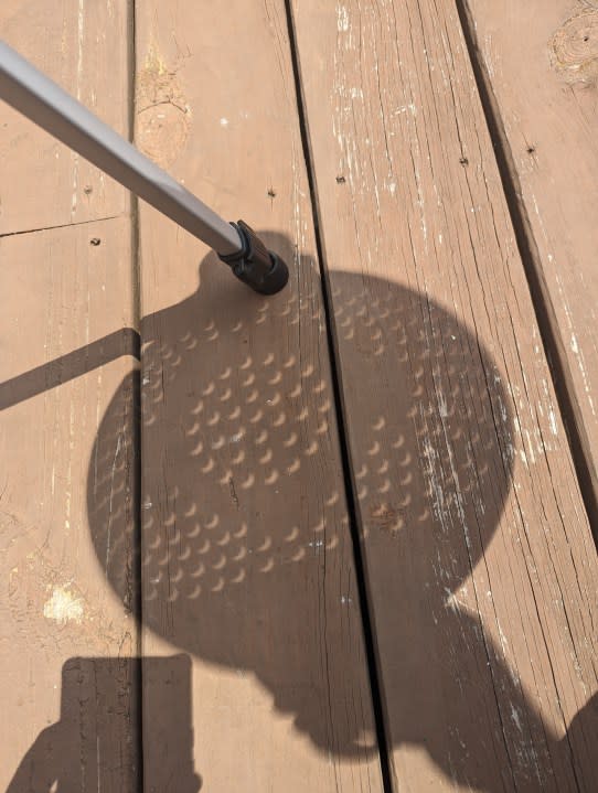 View of the eclipse through a colander (KXAN viewer photo)