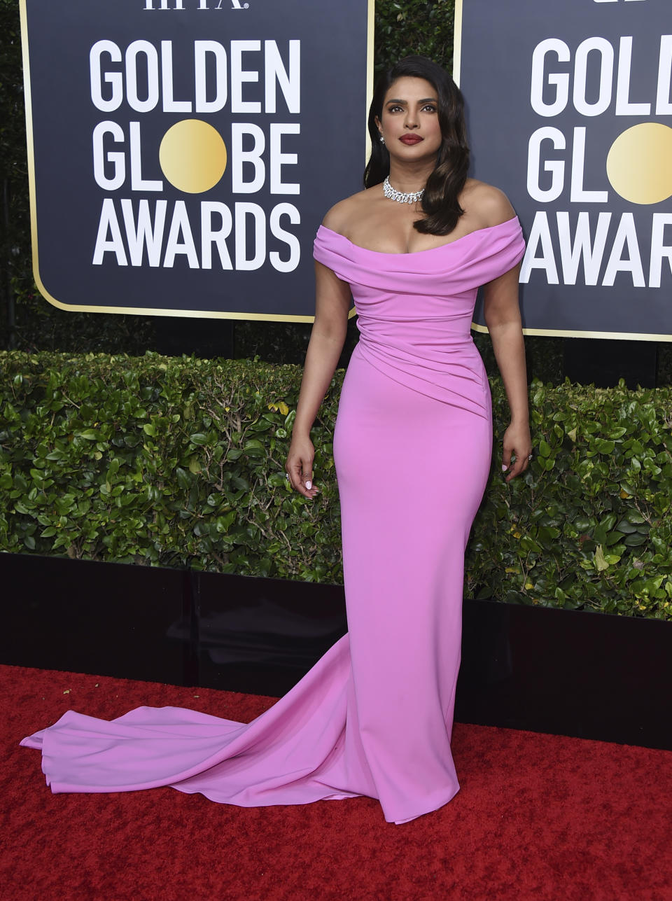 Priyanka Chopra arrives at the 77th annual Golden Globe Awards at the Beverly Hilton Hotel on Sunday, Jan. 5, 2020, in Beverly Hills, Calif. (Photo by Jordan Strauss/Invision/AP)