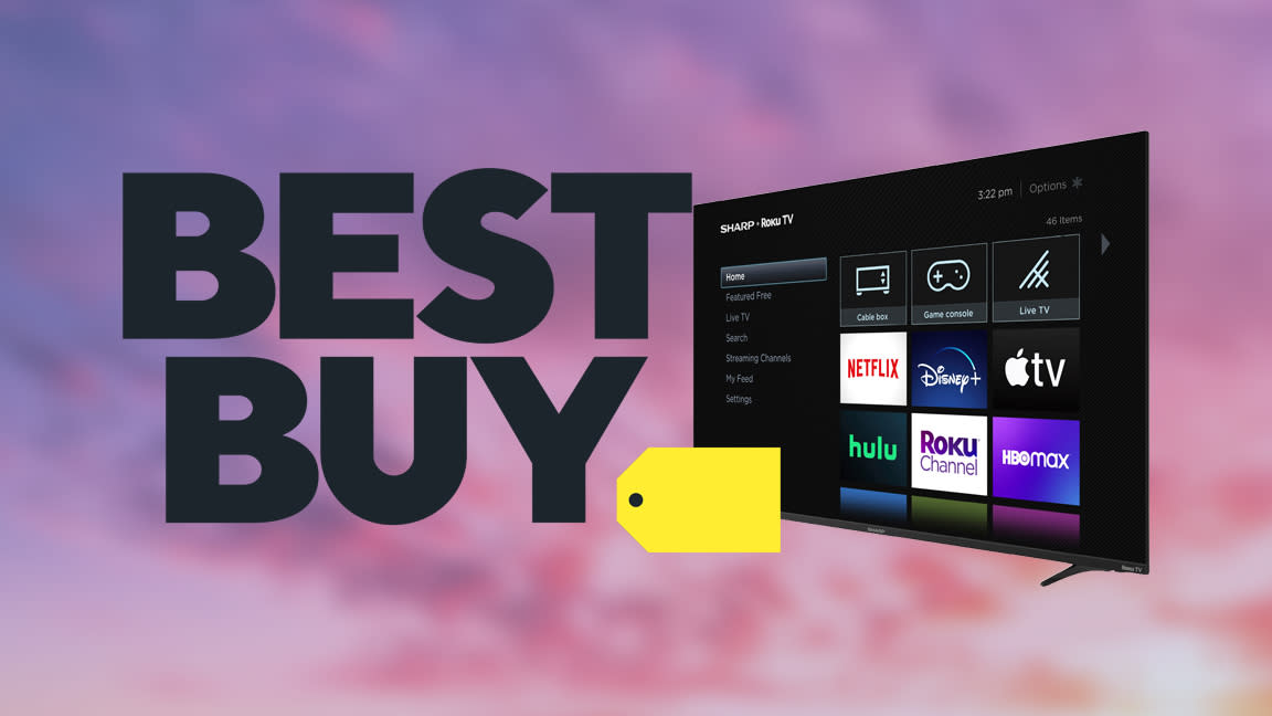  Best Buy logo with Sharp Tv. 