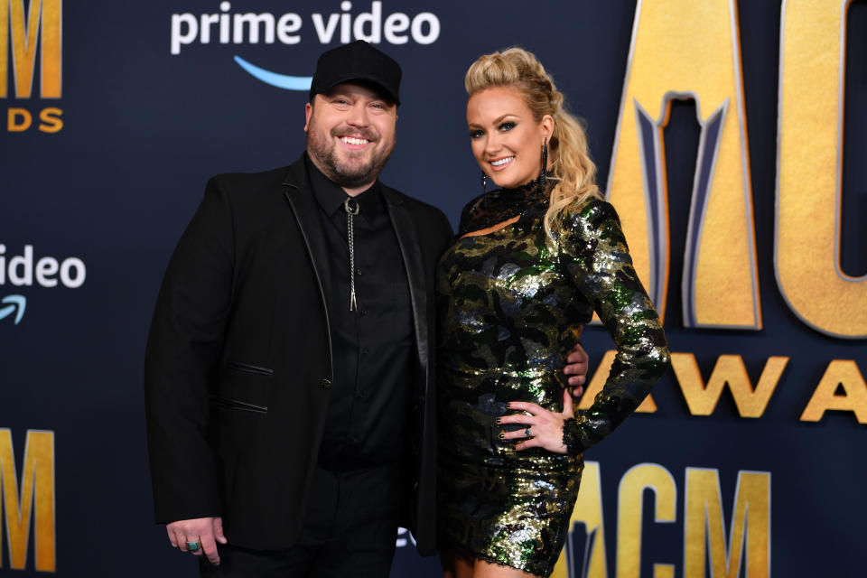 LAS VEGAS, NEVADA - MARCH 07: (L-R) Mitchell Tenpenny and Meghan Patrick attend the 57th Academy of Country Music Awards at Allegiant Stadium on March 07, 2022 in Las Vegas, Nevada. (Photo by Denise Truscello/Getty Images for ACM)