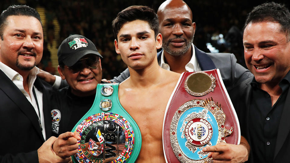 Ryan Garcia, pictured here after defeating Romero Duno in a lightweight fight in 2019. 