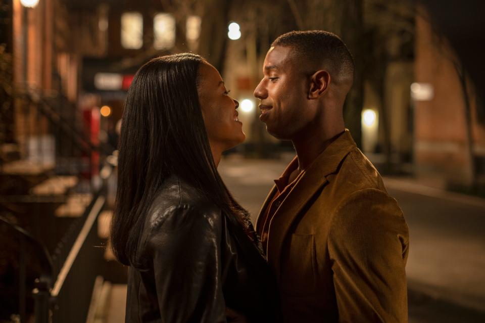 Dana Canedy (Chante Adams) and Charles Monroe King  (Michael B. Jordan) in "A Journal for Jordan."