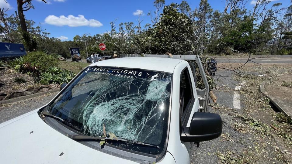 GOLD COAST, AUSTRALIA - NCA NewsWire Photos - 27 DECEMBER, 2023: Downed trees and damage to vehicles and property is pictured on Tamborine Mountain after ferocious storms swept South East Queensland on Christmas Night and Boxing Day. Picture: NCA NewsWire / Scott Powick