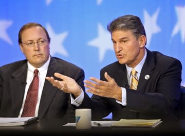 Joe Manchin speaks during a West Virginia Senate debate