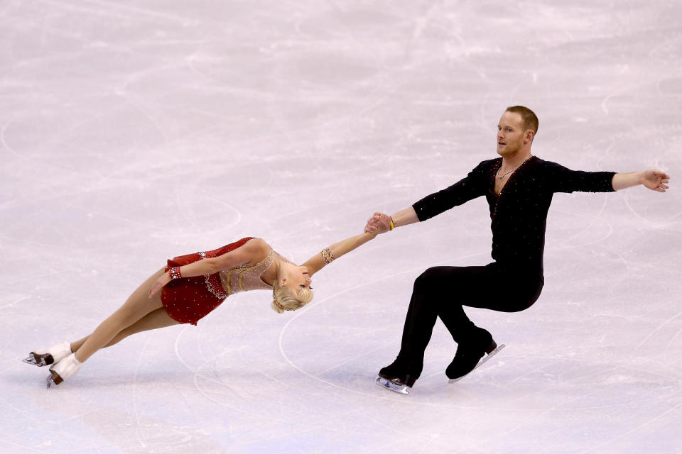 BOSTON, MA - JANUARY 09:  Caydee Denney and John Coughlin compete in the pairs short program during the Prudential U.S. Figure Skating Championships at TD Garden on January 9, 2014 in Boston, Massachusetts.  (Photo by Matthew Stockman/Getty Images)