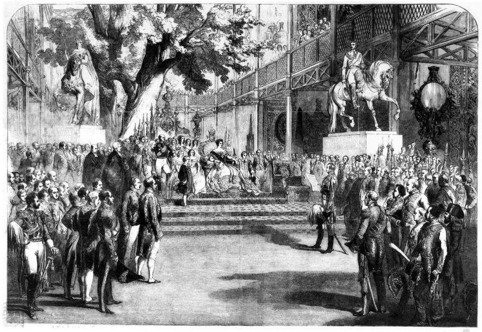 queen victoria opening the great exhibition, hyde park, 1851