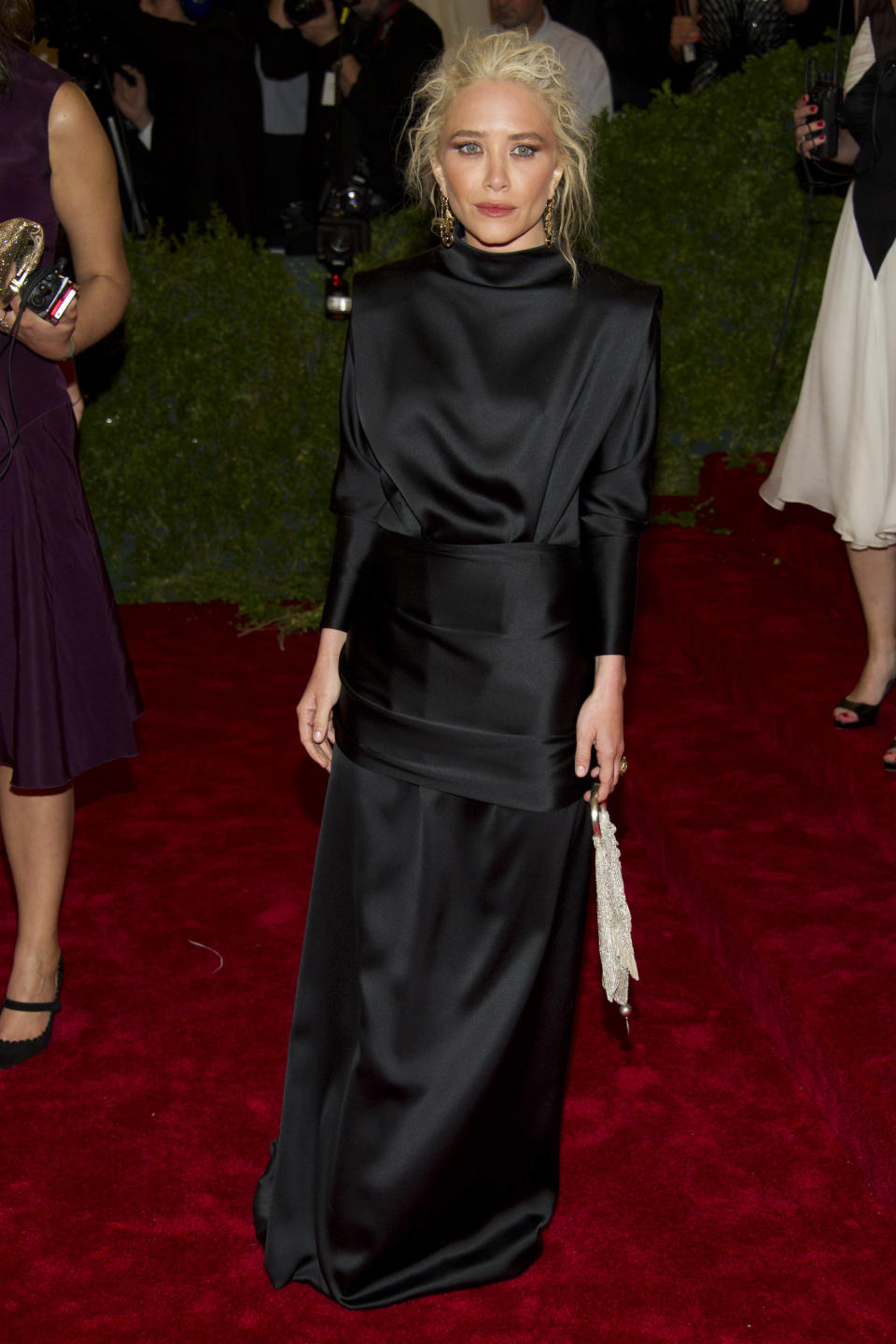 Mary-Kate Olsen arrives at the Metropolitan Museum of Art Costume Institute gala benefit, celebrating Elsa Schiaparelli and Miuccia Prada, Monday, May 7, 2012 in New York. (AP Photo/Charles Sykes)