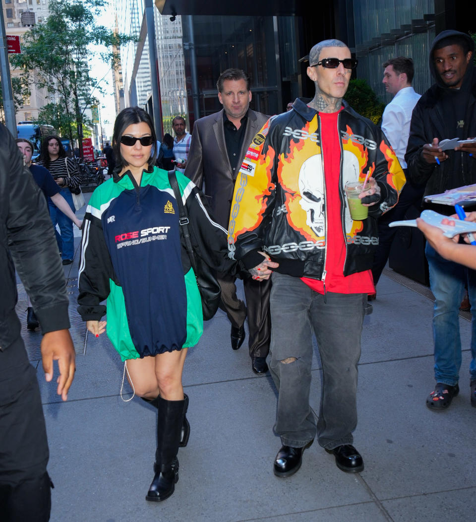 Closeup of Kourtney Kardashian and Travis Barker